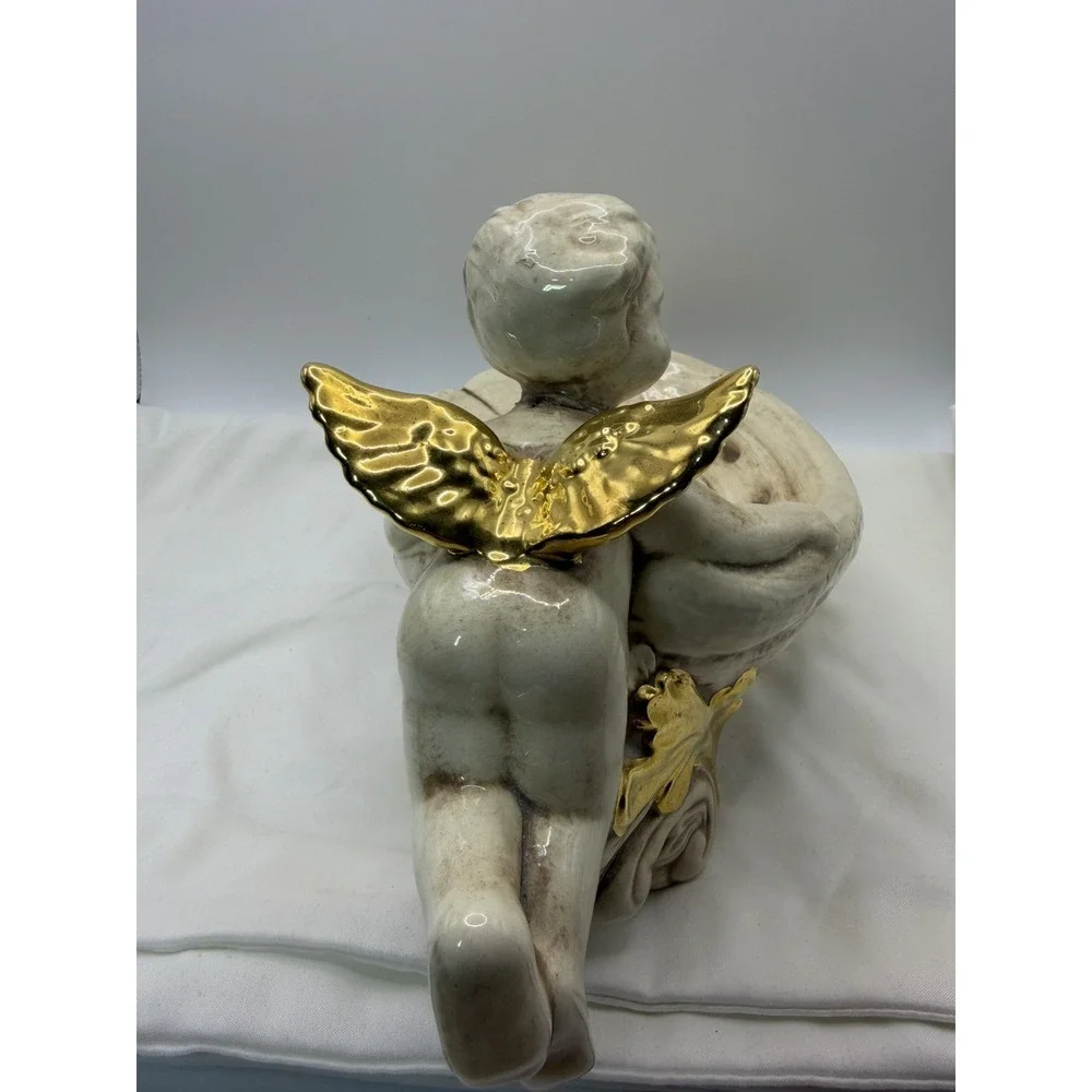 Cherub Angel Floral Ceramic Decorative Dish Tray 11